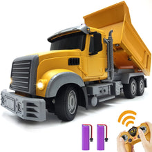 Load image into Gallery viewer, RC Dump Truck Toy for Kids - 6 Channel Remote Control Dump Truck with LED Lights, RC Construction Vehicle Truck Toys