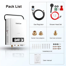 Load image into Gallery viewer, Propane Tankless Water Heater, 5L 1.32 GPM Outdoor Portable Gas Instant Hot Water Heater with Digital Display Overheating Protection, for Camping Barn Cabin RV White