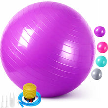Load image into Gallery viewer, Leyndo 4 Pcs 26 Inch Yoga Exercise Ball Pilates Pregnancy Birthing Fitness Ball with Quick Pump Anti Burst for Improved Posture, Balance, Yoga, Pilates, Training(Pink Green Gray Set)