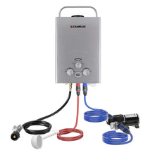 Load image into Gallery viewer, Tankless Water Heater, CAMPLUX 1.58 GPM Propane Portable Water Heater With Pump Kit, Gray, BW158GP60