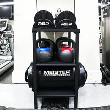 Load image into Gallery viewer, OGODU Commercial Heavy Duty Adjustable Dumbbell Stand & Kettlebell Stand, Adjustable Dumbbell Weight Rack, Kettlebell Storage Rack, Weight Rack for Garage/Home Gym/Commercial with Non-Slip Base, Anti-Tip Safety & Space-Saving Design, Weight Capacity 500/6