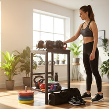 Load image into Gallery viewer, Commercial Heavy Duty Adjustable Dumbbell Stand & Kettlebell Stand, Adjustable Dumbbell Weight Rack, Kettlebell Storage Rack, Weight Rack for Garage/Home Gym/Commercial with Non-Slip Base, Anti-Tip Safety & Space-Saving Design, Weight Capacity 500/600/800