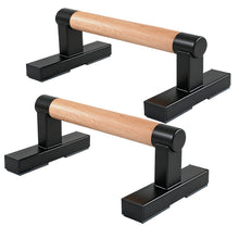 Load image into Gallery viewer, 1 Pair Wooden Parallettes Push Up Bars for Men, Strength Training Pushup Stands Handles for Home Calisthenics