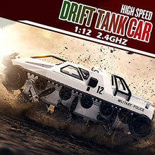 Load image into Gallery viewer, GoolRC RC Tank Car, 1/12 Scale 2.4GHz Remote Control Tank, 360?Rotating Off-Road RC Crawler Military Vehicle