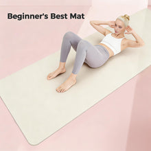 Load image into Gallery viewer, Keep 72" x 24" TPE Yoga Mat Non Slip, 1/4 Inch (6mm) Exercise Mat for Home Workout, Gym, Yoga, Pilates & Stretching with Carrying Strap, Oat White