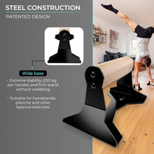 Load image into Gallery viewer, PULLUP & DIP Parallettes - Push Up Handles with Ergonomic Wooden Handles & Heavy-Duty Steel - Non-slip Parallettes Bars for Strength Training and Calisthenics - Press Up Handles for Push Ups