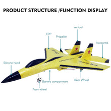 Load image into Gallery viewer, FX620 RC Airplane, 2.4GHz Remote Control Airplane, 2 Channel RC Plane, SU-35 RC Glider EPP Aircraft Model (Yellow)