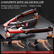 Load image into Gallery viewer, Twister Arm Trainer, 3 in 1 Hydraulic Power Chest Workout Equipment with Ab Roller Wheels and Hook- Red