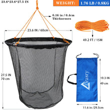Load image into Gallery viewer, Drasry High Load-Bearing Aluminum Ring Bridge and Pier Fishing Net Landing Net Foldable Drop Net for Saltwater Freshwater Pier Fishing Baskets Net Collapsible 49.2 FT Rope(23.6 * 23.6 * 27.5 in)