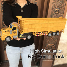 Load image into Gallery viewer, RC Dump Truck with Trailer - 14" 1:48 Mini Semi Truck Toy with 2 Rechargeable Batteries, Remote Control Car Construction Vehicles