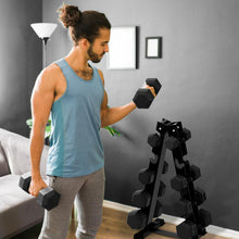 Load image into Gallery viewer, RITFIT Rubber Hex Dumbbells Set with Rack, 180-780LB Heavy-Duty Cast Iron Core, Knurled Chrome Handle, Space-Saving Storage Rack for Home Gym Strength Training