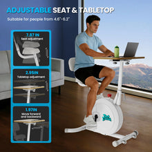 Load image into Gallery viewer, 3-1 Exercise Bike with Desktop Stand for Home - White