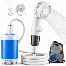 Load image into Gallery viewer, Cprnru Portable Shower for Camping, Rechargeable Camping Shower Pump with 3 Spray Modes, Outdoor Shower Kit with Suction Mount & Mesh Bag for Travel, Pet Bath, RV Car Wash, Backyard Watering