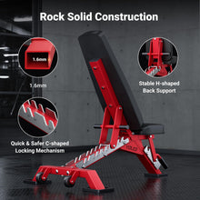 Load image into Gallery viewer, YOLEO Commercial Adjustable Weight Bench - MAX 2300LBS Heavy Duty Workout Bench for Home Gym, Decline/Flat/Incline Bench Press 2.4" Thick Pad (6-Step Assembly) (Weight Bench + 2 Dumbbells)