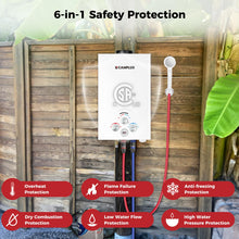 Load image into Gallery viewer, CAMPLUX Propane Water Heater, 2.11GPM Portable Water Heater for Camping, 55,000 BTU Portable Hot Water Heater Outdoor, BW211, White