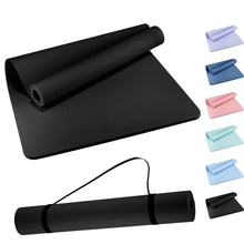 Load image into Gallery viewer, Wimwum Extra Wide Yoga Mat 72" x 32", 11mm Non Slip TPE Exercise Mat with Carrying Strap, Large Workout Mat for Yoga, Pilates, Stretching, HIIT & Home Gym, black