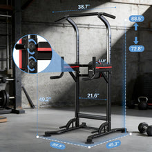 Load image into Gallery viewer, ZENOVA Pull Up Bar, Multi-Function Power Tower Dip Bar Stand Station - Black