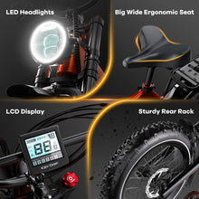 Load image into Gallery viewer, 1000W(Peak 2000W) Folding Electric Bike for Adults,35MPH 100Mile,48V 25Ah Removable Battery,20" x 4.0 Fat Tire Foldable Electric Bicycle