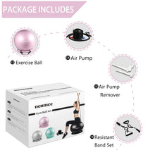 Load image into Gallery viewer, NEUMEE Yoga Ball Chair with 65cm Exercise Ball & 2 Resistance Bands (Pink)