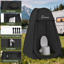 Load image into Gallery viewer, Wolfwise Pop Up Shower Tent for Camping Essentials, Portable Instant Changing Tent with Ventilation Window & Carry Bag, Privacy Dressing Room Bathroom Toilet for Beach & Outdoor, Spacious, Black