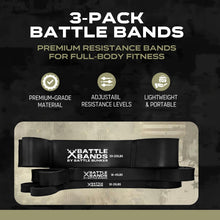 Load image into Gallery viewer, Battle Bands Resistance Bands – Pull Up Assistance Bands & Stretch Bands for Exercise – Black