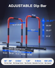 Load image into Gallery viewer, 2026 Upgrade Adjustable 2-in-1 Dip Bar Station & Push Up Bars for Home Gym - Red