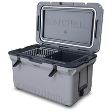 Load image into Gallery viewer, ENGEL 60 QT Ultra-Light Injection Molded Cooler - Ice Chest Keeps Ice up to 7 Days - Large Cooler Includes Wire Basket, Divider and Built-in Bottle Opener - Gray with Dark Grey Interior (Haze Grey)