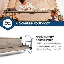Load image into Gallery viewer, Disc-O-Bed Youth Double Cot Kid-O-Bunk, Modular for Bunk Beds, Dual Cots, or Bench with 2 Carry Bags for Portable Transport, Tan