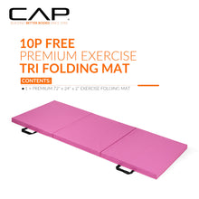 Load image into Gallery viewer, CAP Barbell Folding Exercise Mat – Durable, Anti-Tear, Thick Padding for Fitness, Aerobics, Gymnastics & Home Workouts. 72"L x 24"W x 2"Thick. PINK