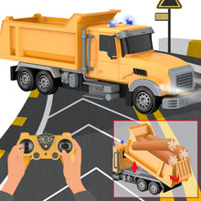 Load image into Gallery viewer, Remote Control Construction Vehicle Toy, 6 Channel RC Dump Truck with 2 Rechargeable Batteries, 1/24 Scale