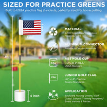 Load image into Gallery viewer, KINGTOP 3 ft Golf Flagstick Sets with USA Flags and Cups, 3 Pack