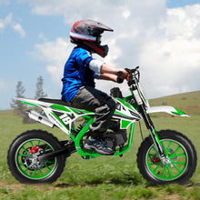 Load image into Gallery viewer, 49cc 2-Stroke Kids Dirt Bike, Gas Power Motocross, Mini Motocross Motorcycle, Off-Road Dirt Bike with Front/Rear Disc Brakes, Green