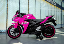 Load image into Gallery viewer, Kids Electric Motorcycle with Training Wheels, Light Wheels, Ride On Motorbike, Speed by Hand, Music Function, Max Load 66LB (Pink)