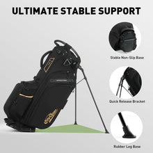 Load image into Gallery viewer, KeyOpen Lightweight Golf Stand Bag, 14 Way Golf Bags with Full Length Dividers for Men Women, Encrypted 900D Weather-Proof Club Carry Bag with Ergonomic Dual Strap, Cooler Pockets, 9 Pockets, Black