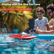 Load image into Gallery viewer, LAFALA Mini Remote Control Boat RC Boat 2.4Ghz 360 Rotating bulit-in Rechargeable Battery Swimming, Red