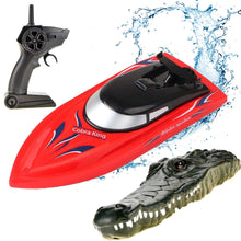 Load image into Gallery viewer, 2 in 1 Remote Control Speed Boat Crocodile 2.4Ghz | RC Toy Speed Boat for Pools and Lakes | Rechargeable Battery | Fun Prank Gift