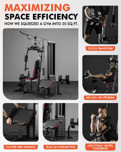 Load image into Gallery viewer, Mikolo Home Gym, Workout Station with 150LBS Weight Stack, Multifunctional Home Gym -Black Red