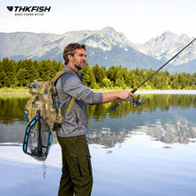 Load image into Gallery viewer, THKFISH Telescoping Fishing Rod and Reel Combo with Backpack, Carbon Fiber Travel Fishing Pole Spinning Reel Kit with Fishing Lures, Fishing Net (Camo Backpack with Fishing net & Rod, 1.8M 6FT)
