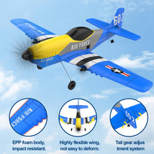 Load image into Gallery viewer, RC Plane, 3 Channel RC Airplane 2.4GHz with 2 Batteries 6-axis Gyro Stabilizer, Easy to Fly for Beginners Adults and Kids