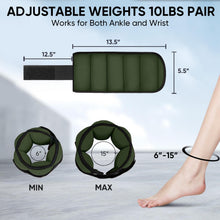 Load image into Gallery viewer, APEXUP 10lbs/Pair Adjustable Ankle Weights for Women and Men (Green)