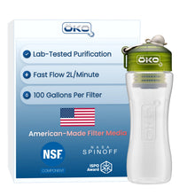 Load image into Gallery viewer, OKO ÖKOH2O Purification Water Bottle with Advanced Filtration, Moss, 22oz