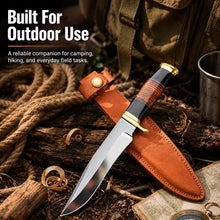 Load image into Gallery viewer, WARIVO KNIFE 12-Inch D2 Bowie Hunting Knife with Leather Sheath