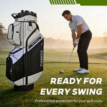 Load image into Gallery viewer, TUMMOCK Golf Cart Bag, 14-Way Top Divider with Multiple Storage Pockets, Handles and Rain Cover, Lightweight & Durable Golf Bag for Men, Cart-Friendly Design (Gray)