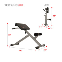 Load image into Gallery viewer, Sunny Health & Fitness 45-Degree Hyperextension Roman Chair with Adjustable Height and Back, Glute, Hamstring, and Ab Workouts Foldable Sit Up Gym Bench for Home, Gray - SF-BH6629