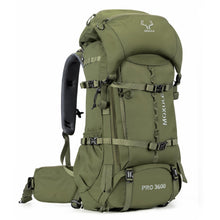 Load image into Gallery viewer, MOXULE Pro 3600 Frame Backpack - Meat Hauler Pack with Rain Cover for Outdoor - Lightweight, Green