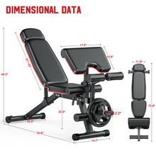 Load image into Gallery viewer, XDDIAS Workout Bench, Adjustable Weight Bench with Leg Extension and Leg Curl, Extended Headrest, 900LBS Preacher Curl Bench Incline Decline Flat Workout Bench for Home Gym Full Body Exercise