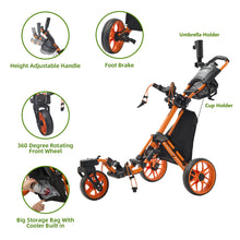 Load image into Gallery viewer, FLAGTAG Golf Push Cart 3 Wheel with 360 Swivel Front Wheel,Lightweight and Foldable Walking Golf Cart,One-Click Foldable,with Foot Brake