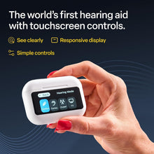 Load image into Gallery viewer, Audien Atom X Hearing Aid For Seniors & Adults with Hearing Loss - Noise Cancelling, Rechargeable OTC Bluetooth Hearing Aids w/Charging Case, 48+ Hour Battery Life, Touchscreen Control, Nearly Invisible Design