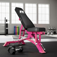 Load image into Gallery viewer, RitFit Adjustable/Foldable Utility Weight Bench for Home Gym, Weightlifting and Strength Training - Bonus Workout Poster with 35 Total Body Exercises, PINK