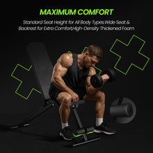 Load image into Gallery viewer, Adjustable Weight Bench for Home Gym, Foldable Workout Bench for Full Body Fitness Dumbbell Exercise, 600LBS Incline Decline Flat Bench with Resistance Bands for Strength Training